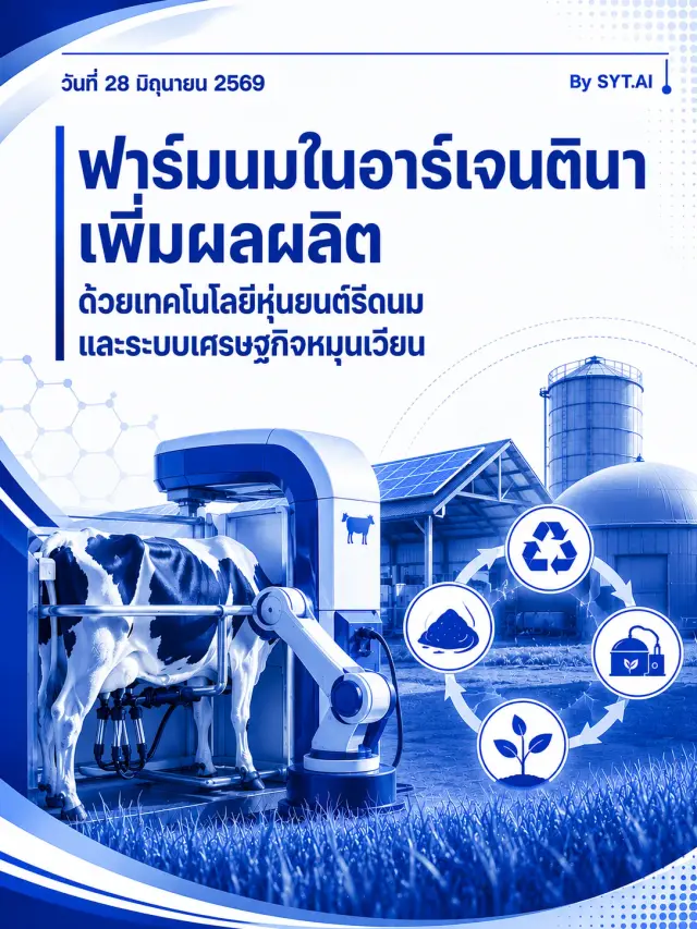 ฟาร์มนมในอาร์เจนตินาเพิ่มผลผลิตด้วยเทคโนโลยีหุ่นยนต์รีดนมและระบบเศรษฐกิจหมุนเวียน