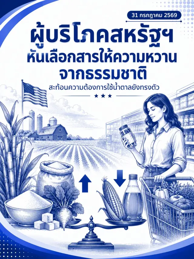 ผู้บริโภคสหรัฐฯ หันเลือกสารให้ความหวาน จากธรรมชาติสะท้อนความต้องการใช้น้ำตาลยังทรงตัว